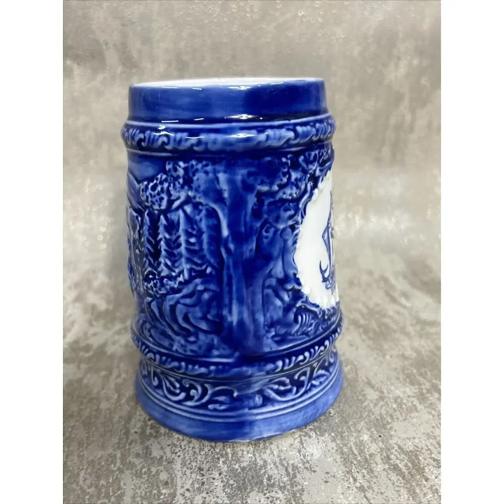Vintage Blue Ceramic Mug Stein Bahama Islands Bahamas Rare Relief Art Sailing